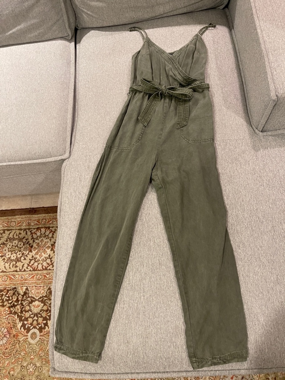 Abercrombie & Fitch Olive Green Utility Jumpsuit with Belt